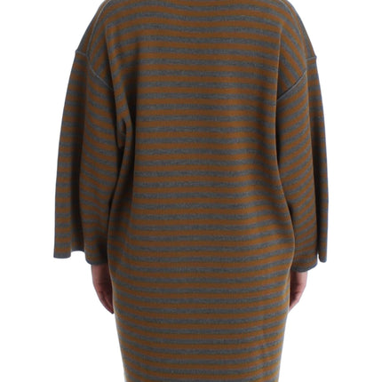 Dolce & Gabbana Oversized Gray Yellow Striped Sweater Top