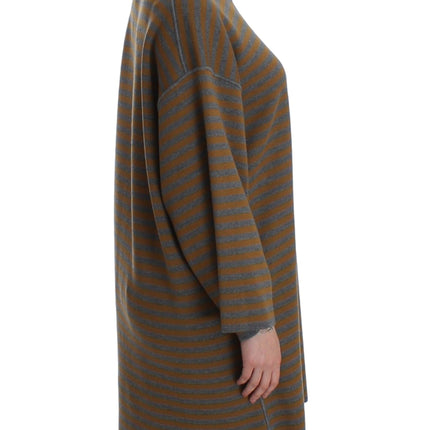Dolce & Gabbana Oversized Gray Yellow Striped Sweater Top