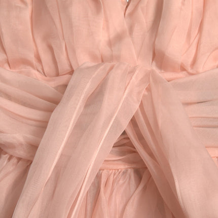 Dolce & Gabbana Pink Silk Chiffon Halter A-line Pleated Midi Dress