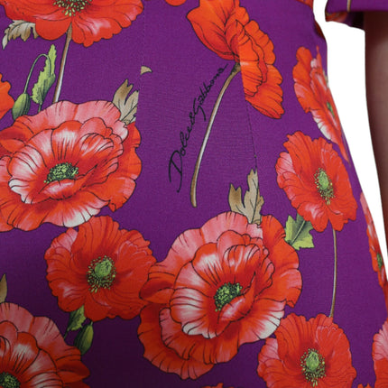 Dolce & Gabbana Multicolor Floral Poppy Print Sheath Dress