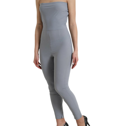 Dolce & Gabbana Gray Nylon Strapless Bodycon Jumpsuit Dress