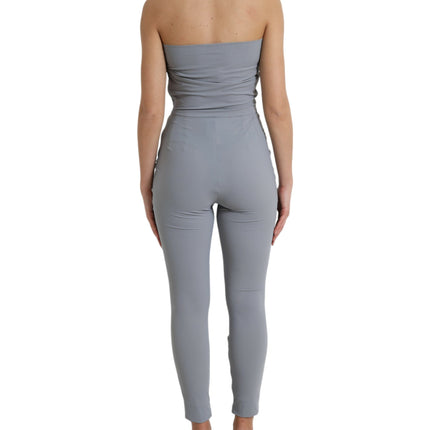 Dolce & Gabbana Gray Nylon Strapless Bodycon Jumpsuit Dress