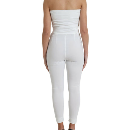 Dolce & Gabbana White Nylon Strapless Bodycon Jumpsuit Dress