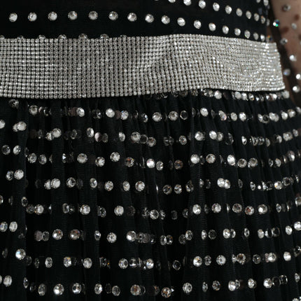 Dolce & Gabbana Black Crystal Embellished A-line Gown Dress