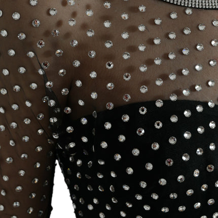 Dolce & Gabbana Black Crystal Embellished A-line Gown Dress