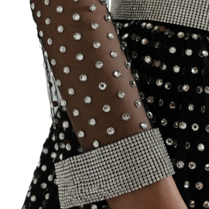 Dolce & Gabbana Black Crystal Embellished A-line Gown Dress
