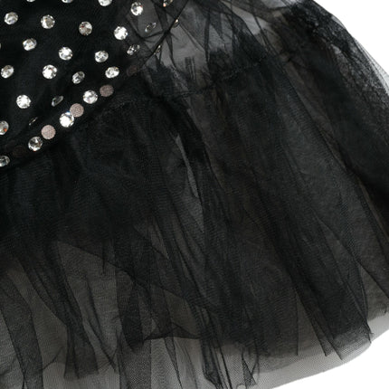 Dolce & Gabbana Black Crystal Embellished A-line Gown Dress