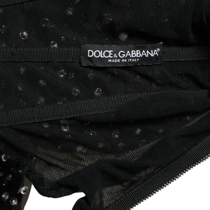 Dolce & Gabbana Black Crystal Embellished A-line Gown Dress