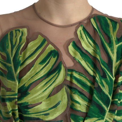 Dolce & Gabbana Green Banana Leaf Sleeveless Long Maxi Dress