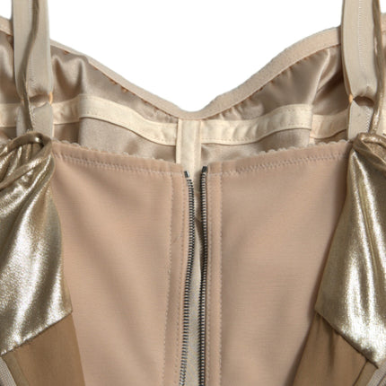 Dolce & Gabbana Metallic Gold Crystal Embellished Gown Dress