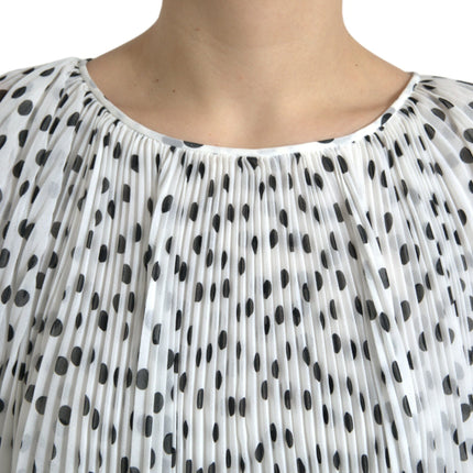 Dolce & Gabbana White Polka Dot A-line Pleated Maxi Dress