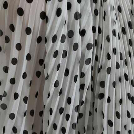 Dolce & Gabbana White Polka Dot A-line Pleated Maxi Dress