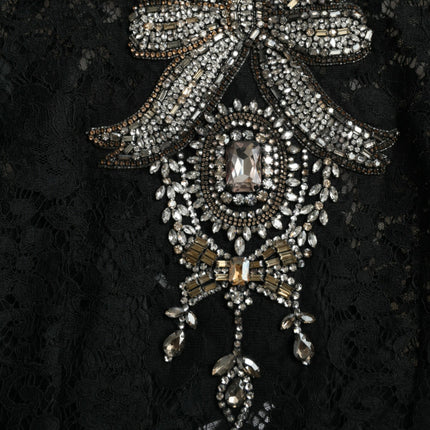 Dolce & Gabbana Black Lace Crystal Embellished Sheath Dress