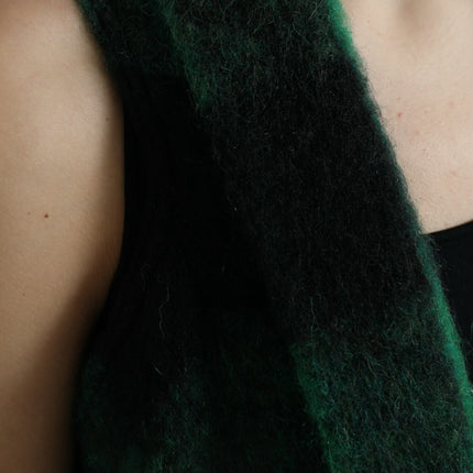 Dolce & Gabbana Black Green Buffalo Check Poncho Coat Jacket