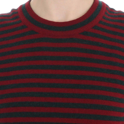 Dolce & Gabbana Red Gray Cashmere Short Sleeve Sweater