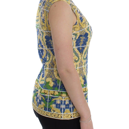 Dolce & Gabbana Multicolor Majolica Embroidered Sweater