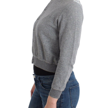 Ermanno Scervino Lingerie Gray Lace Sweater Cardigan Top