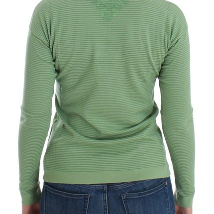Ermanno Scervino Green Wool Blend Striped Long Sleeve Sweater