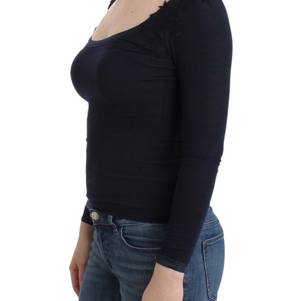 Ermanno Scervino Lingerie Blue Top Blouse Jumper Lace Rayon