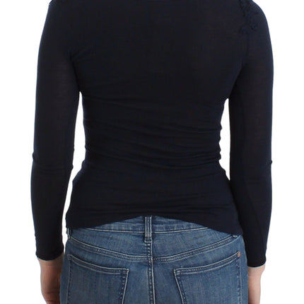 Ermanno Scervino Lingerie Blue Top Blouse Jumper Lace Rayon