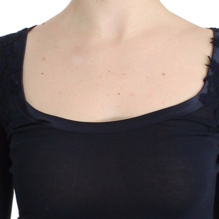 Ermanno Scervino Lingerie Blue Top Blouse Jumper Lace Rayon