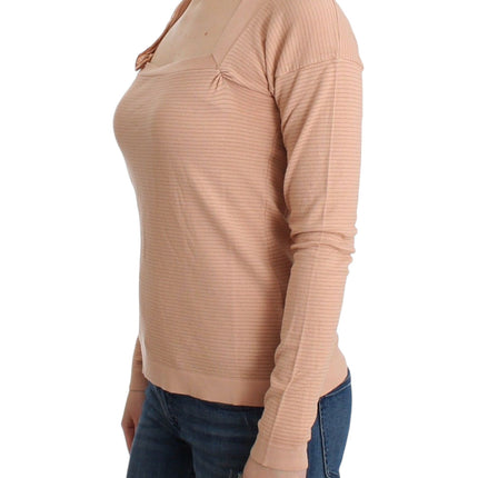 Ermanno Scervino Orange Wool Blend Striped Long Sleeve Top