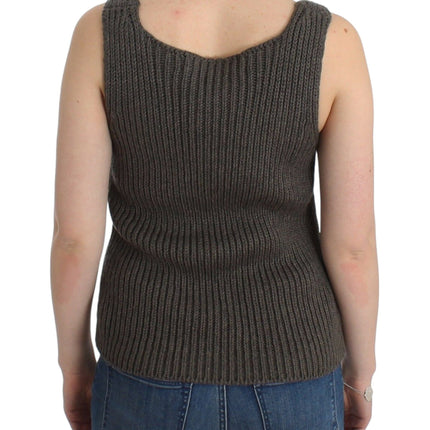 Ermanno Scervino Gray Knit Top Knitted Sweater Merino Wool
