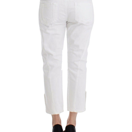 Ermanno Scervino White Cropped Jeans Denim Pants Branded Capri