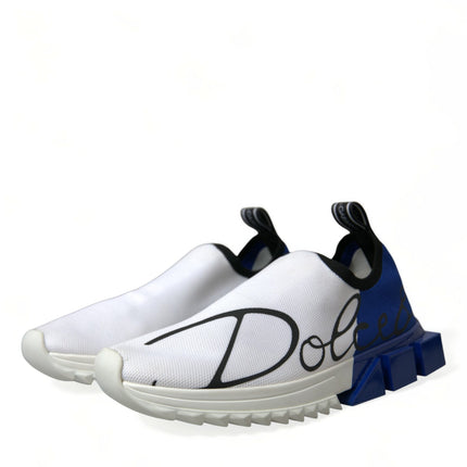 Dolce & Gabbana White Blue Sorrento Low Top Men Casual Sneakers Shoes