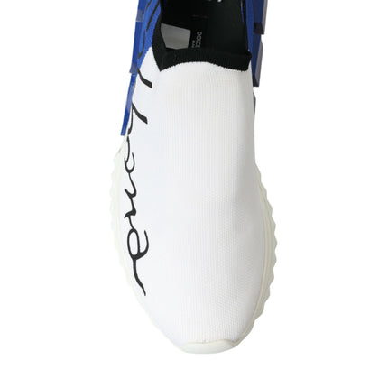 Dolce & Gabbana White Blue Sorrento Low Top Men Casual Sneakers Shoes