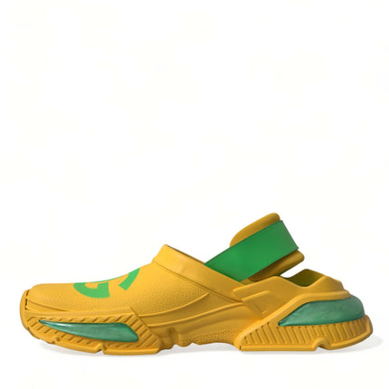 Dolce & Gabbana Yellow Green Rubber Clogs Men Slippers Men Shoes