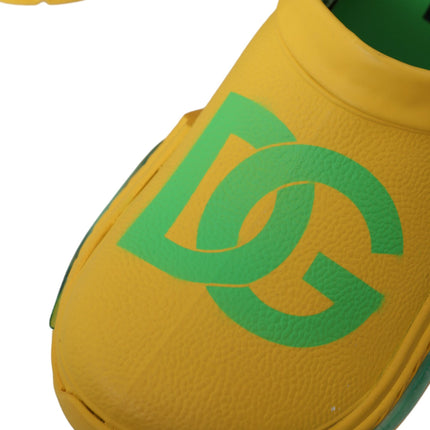 Dolce & Gabbana Yellow Green Rubber Clogs Men Slippers Men Shoes
