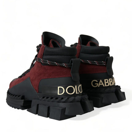 Dolce & Gabbana Burgundy Super King High Top Men Sneakers Shoes