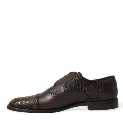 Dolce & Gabbana Brown Exotic Leather Lace Up Oxford Dress Shoes