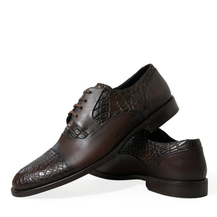 Dolce & Gabbana Brown Exotic Leather Lace Up Oxford Dress Shoes