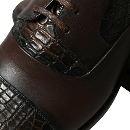 Dolce & Gabbana Brown Exotic Leather Lace Up Oxford Dress Shoes