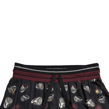 Dolce & Gabbana Black Ring Silk Jogging Trousers Pants