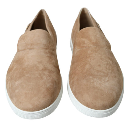 Dolce & Gabbana Beige Suede Caiman Men Loafers Slippers Shoes
