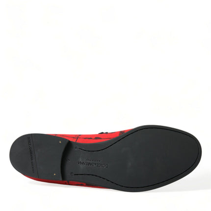 Dolce & Gabbana Red Black Torero Loafers Slippers Men Shoes