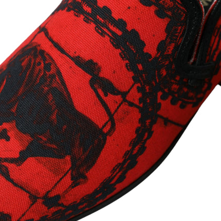 Dolce & Gabbana Red Black Torero Loafers Slippers Men Shoes