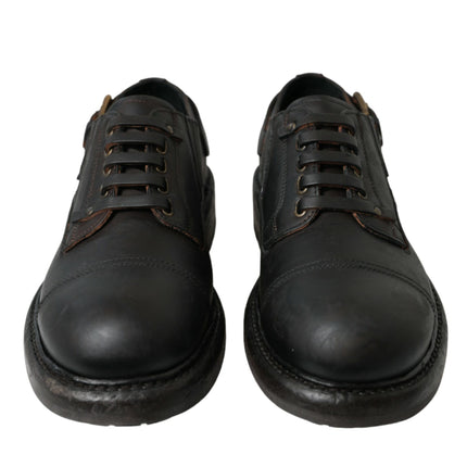 Dolce & Gabbana Brown Leather Lace Up Derby Men Dress Shoes