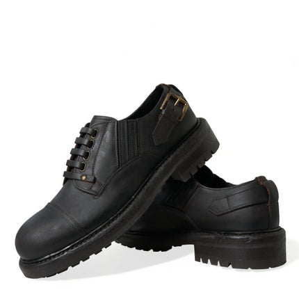 Dolce & Gabbana Brown Leather Lace Up Derby Men Dress Shoes