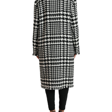 Dolce & Gabbana Black White Houndstooth Trench Coat Jacket