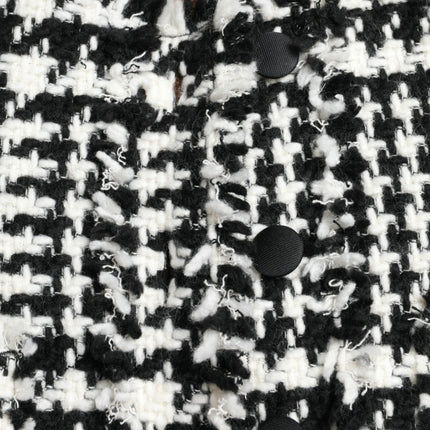 Dolce & Gabbana Black White Houndstooth Trench Coat Jacket