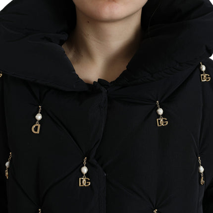 Dolce & Gabbana Black Embellished Quilted Shell Bomber Jacket