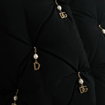 Dolce & Gabbana Black Embellished Quilted Shell Bomber Jacket