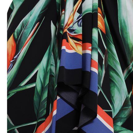 Dolce & Gabbana Black Strelitzia High Waist Wrap Midi Skirt