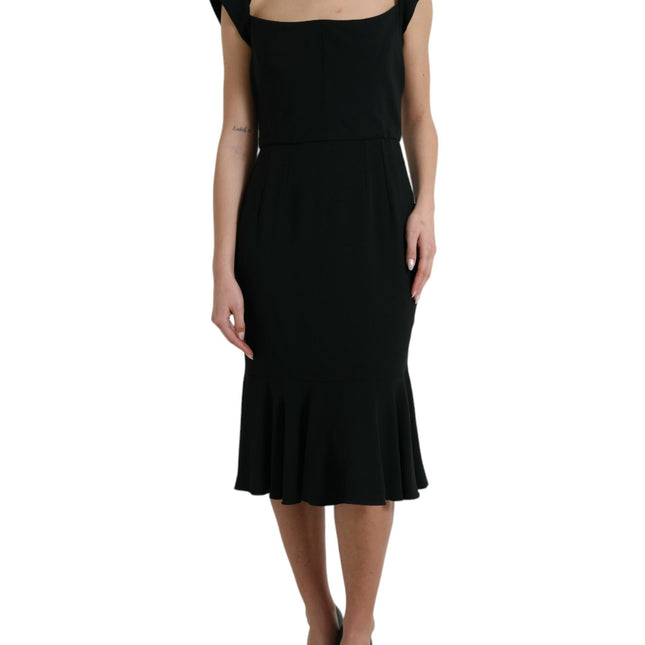 Dolce & Gabbana Black Cady Viscose Sleeveless Dress