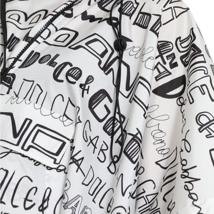 Dolce & Gabbana White Logo Print Hooded Blouson T-shirt Top