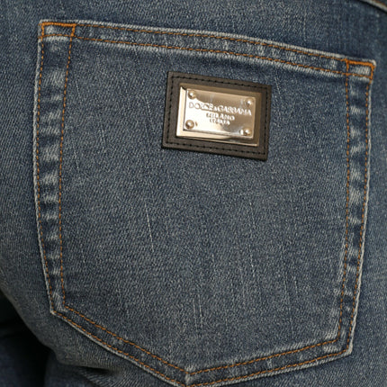 Dolce & Gabbana Blue BOYFRIEND Mid Waist Cotton Denim Jeans